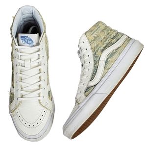 Vans sk8 hi slim frayed native print leather canvas hi top sneakers size 5